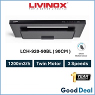 【FREE SHIPPING】 Livinox LCH-920-76BL 76CM / LCH-920-90BL 90CM Slim Cooker Hood