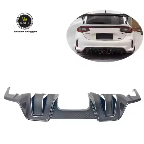 For Honda Civic Type R FL5 Carbon Fiber Rear Bumper Diffuser Lip Aggressive
