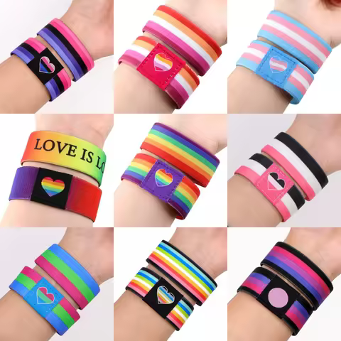 Pride Rainbow Heart Elastic Wristbands Fashion Bracelet For Men And Women Friendship Bracelet Colorf