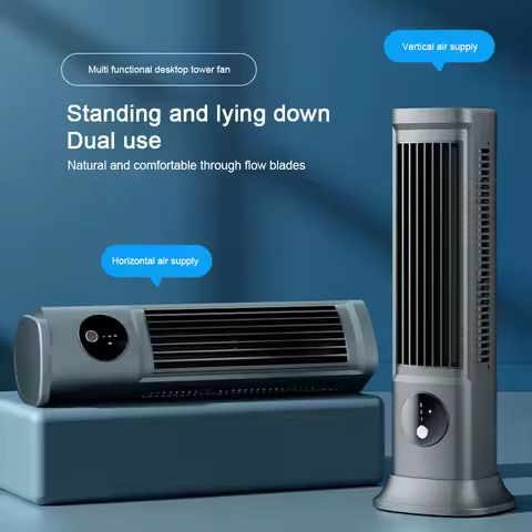 Portable Tower Fan Vertical Horizontal Cooling Desktop Tower Fan USB Rechargeable Electric Fan Air C