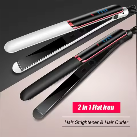Professional portable flat iron ceramic hair straightener and curling iron two-in-one hair straighte