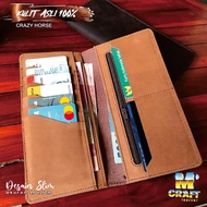 Crazy Horse Long Wallet, Crazy Horse Genuine Leather Men's and Women's Wallet
