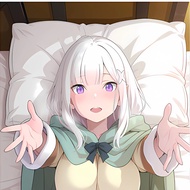 Re:Zero Emilia Dakimakura Pillowcase, Anime Peripheral, Double-Sided HD Printed, Removable Washable,