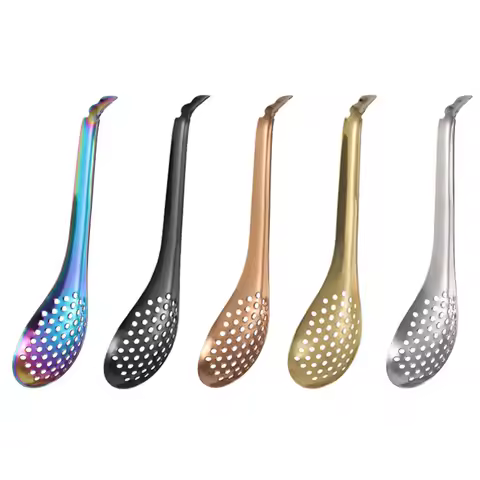 Stainless Steel Spherification Spoon, Slotted Caviar Spoon To Take Out Olives Capers From Jar, Molec