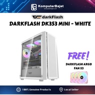 (SPECIAL OFFER) Darkflash DK353 MINI ATX White Case GAMING PC CASING With 3 ARGB FAN TEMPERED GLASS