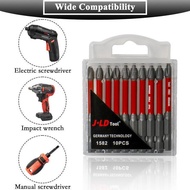 MATA JLD Anti Slip Screwdriver Bit Set 10Pcs PH2 Magnetic 65MM Long TS2 Toolsteel HRC63 1/4 Hex Shan