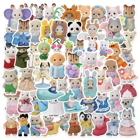 55PCS Calico Critters Stickers Graffiti Stickers DIY Diary Phone Case Handmade Scrapbook Aesthetic S