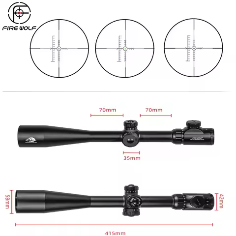 2025 Fire Wolf New 10-40x50 E Scope Long Range Riflescope Side Wheel Parallax Optic Sight Rifle Hunt