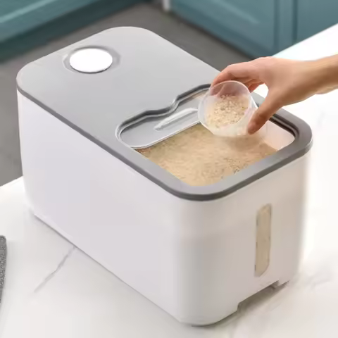 Household Rice Bucket 20kg Food Grade Kitchen Rice Bucket Box with Lid