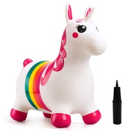 Unicorn Bouncy Horses, Inflatable Bouncing Animal Hopper for Toddlers Girls, Outdoor Indoor Ride on 