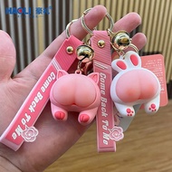 keychain couple keychain anime keychain cute Kartun lembut getah babi pantat rantai kunci loket lucu