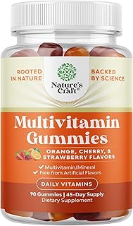 Multivitamin Gummies for Women and Men - Chewable Gummy Zinc Supplement Multi-Vitamin D3 Mineral Com