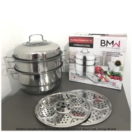 3-tier Steamer Pot JUMBO Steamer Pot / Soup Pot Steamer Pot Glass Lid / Multipurpose Pot