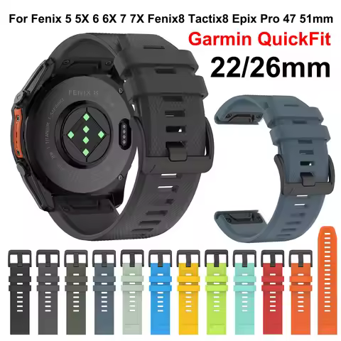 22 26mm Silicone Watch Band for Garmin Fenix 6 6X Pro 5X 5 Plus 7 7X Solar Watchband Bracelet for Fe