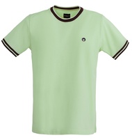 BROWNE & CO. เสื้อยืด คอตตอน สีฟ้าอ่อน คอ แขน ตัดต่อผ้าทอลาย รุ่น TPT008-1-LB