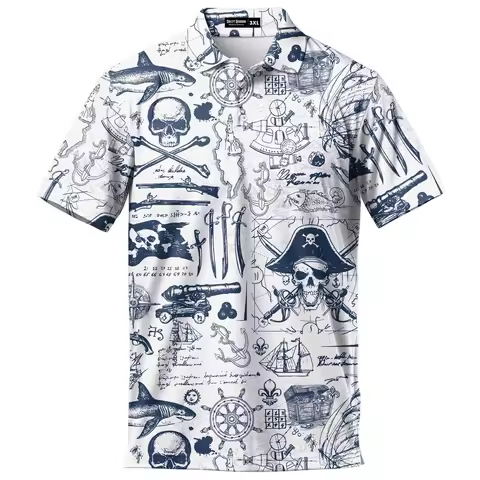 Polo Skull Hawaiian Shirts For Men Skeleton Mens Golf Polo Shirts Short Sleeve 2025 Golf Shirts Horr