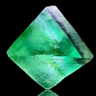 E3. 巨無霸 八面體 螢石 單晶 原礦 148g祖母綠漸變 幻彩冰裂彩虹