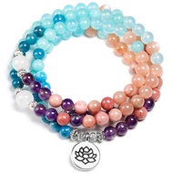 hot sale Apatite With Rhodochrosite Natural Stone Meditation Mala 108 Beads Handmade Yoga Bracelet W