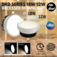 DRD Series Recessed Frosted Downlight 12W 18W 6 Inch 4 Inch Downlight Anti-Glare Daylight Coolwhite