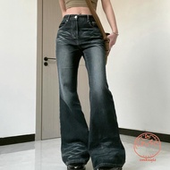 ironknight-Women´s Mid Rise Straight  Flare Leg Y2K Long Jeans