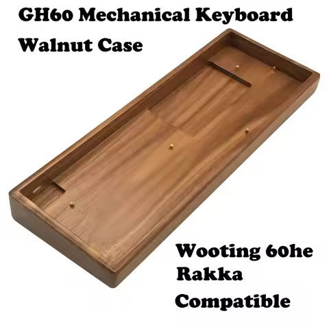 Wooden Walnut Beach Mechanical Keyboard GH60 Case Compatible With Wooting 60he RAKKA 64 RGB Kit opti