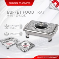 SwissThomas 5 Pcs/set 34cm x 28cm Buffet Embossed Tray Bekas Kenduri Keluli