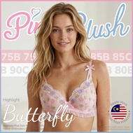 『Ship from MY』Japanese Plus Size Wired Bra Butterfly Flower Embroidery Ribbon Sponge 大码内衣 75B 80B 80