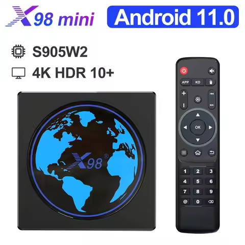 X98 Mini Android 11 Smart TV Box Amlogic S905W2 4G 32G 64G BT4.0 2.4/5G Dual Wifi 4K Support AV1 Med