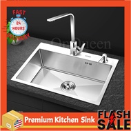 [Malaysia Seller] Kitchen Silver Stainless Steel Sink German Technology Anti Scratch Basin Sink Kitchen Sink Dapur Sinki