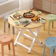 圓形簡易折疊餐桌家用折疊桌圓桌新型可攜式多功能餐桌隱形可折疊(平行進口)