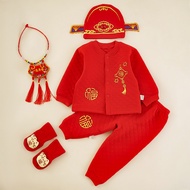 Baby's Hundred Day Clothes Baby Warm Suit Red Full Month Hundred Days Catch Week Baby Children's One