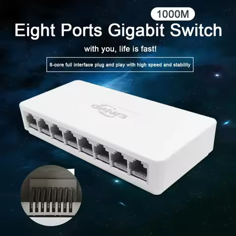 New 10/100/1000Mbps Ethernet Switch 8 Ports Desktop Gigabit Network Switch Adapter Fast RJ45 Port Et