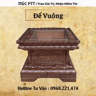 Đôn Vuông Đế Vuông gỗ Hương Đá màu Óc Chó chuyên dùng kê Tượng Lục Bình Đồ Cổ