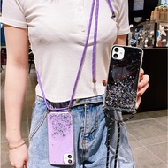Cases For OPPO Reno 4 5Z 6Z 10X 2 Z 2Z 2F 7Z 3 A36 A76 A96 A52 A72 A92 A92S Mobile Back Cover Glitter Silver Foil Transparent Soft Phone Case With Lanyard