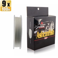 Ashconfish 9 sợi 100m câu cá bện dòng sợi PE màu trơn X9 dây bện 15-90lb