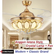 Premium Ceiling Fan 42inch with LED Lights lamps (Anggun Style) kipas