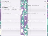 Filofax Calendar Diary Refill, Pocket Size, Week-to-View, Illustrated Floral Diary Pack with Four-Color Print Design, Multilingual: Five Languages, 2024 (C6321-24)