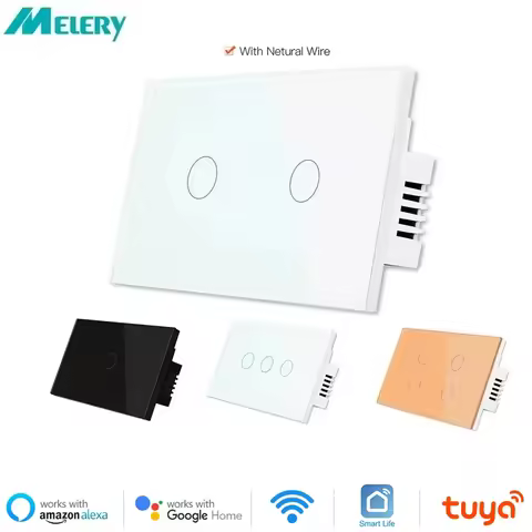 Melery Wifi Smart Light Switch 1/2/3/4 gang Glass Wall Touch Sensor 2/3 Way Wireless Remote Control 
