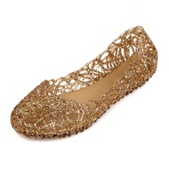 Hollow Bird's Nest Sandals Shiny Crystal Shoes Jelly Shoes Flat Hole Shoes Beach Shoes