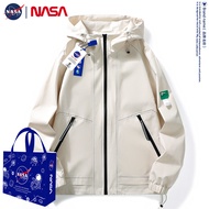 NASA Joint Jacket ผู้ชายใหม่ Outdoor Work Coat Wind Coat Casual One Piece Runner Coat Beige 3XL