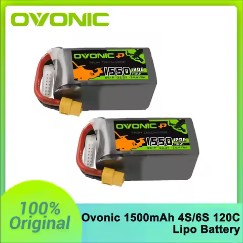 Ovonic 1550mAh 4S 6S Lipo Battery 120C 22.2V Lipo Battery with XT60 Connector for RC FPV Racing Dron