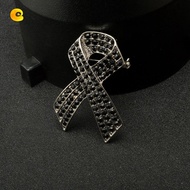 CREAMCANVAS​ Funeral Ribbon Badge Brooch, Skin Cancer Awareness Black Ribbon Pin, Enamel Black Ribbo
