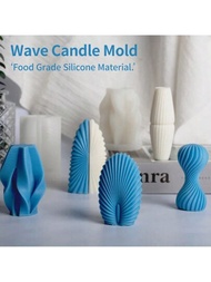 DIY 矽膠模具 現代家居裝飾藝術 創意 3D 條紋彎曲扇貝不規則幾何矽膠蠟燭模具