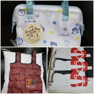Doraemon 手抽保温飯袋 保冷袋  1個  Tirol chocolate 扭蛋環保袋 Hello kitty 50th anniversary 兒童 紙頭帶 裝飾 3個 全新
