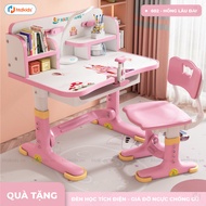 Bộ bàn ghế học sinh tiểu học HTDkids 202 thông minh tăng giảm chiều cao ghế đệm êm ái và tựa lưng 2