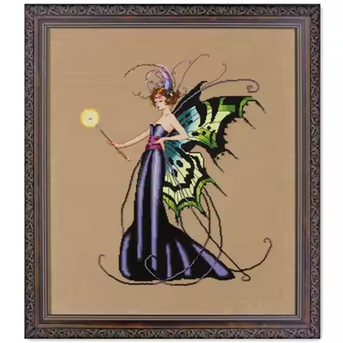 August Peridot Fairy cross stitch kit fairy design 14ct 11ct linen flaxen canvas cotton silk embroid