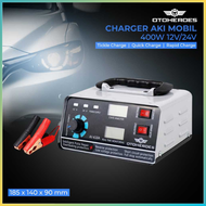 BEST SELLER OTOHEROES Charger Aki Mobil Motor 400W 12V/24V 400Ah with LCD / Charger Aki Mobil Motor