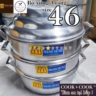 Manh Hung 2 aluminum dumpling and sticky rice steamer set, size 46 cm, 3-layer sticky rice steamer, 