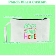 Pouch Dompet Souvenir CUSTOM SATUAN | BLACU PREMIUM |  POLOS SATUAN | Ukuran 23 x 16  Kanvas