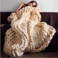 Fashion Chunky Merino Wool Blanket Thick Big Yarn Roving Knitted Blanket Winter warm Throw Blankets sofa bed blanket